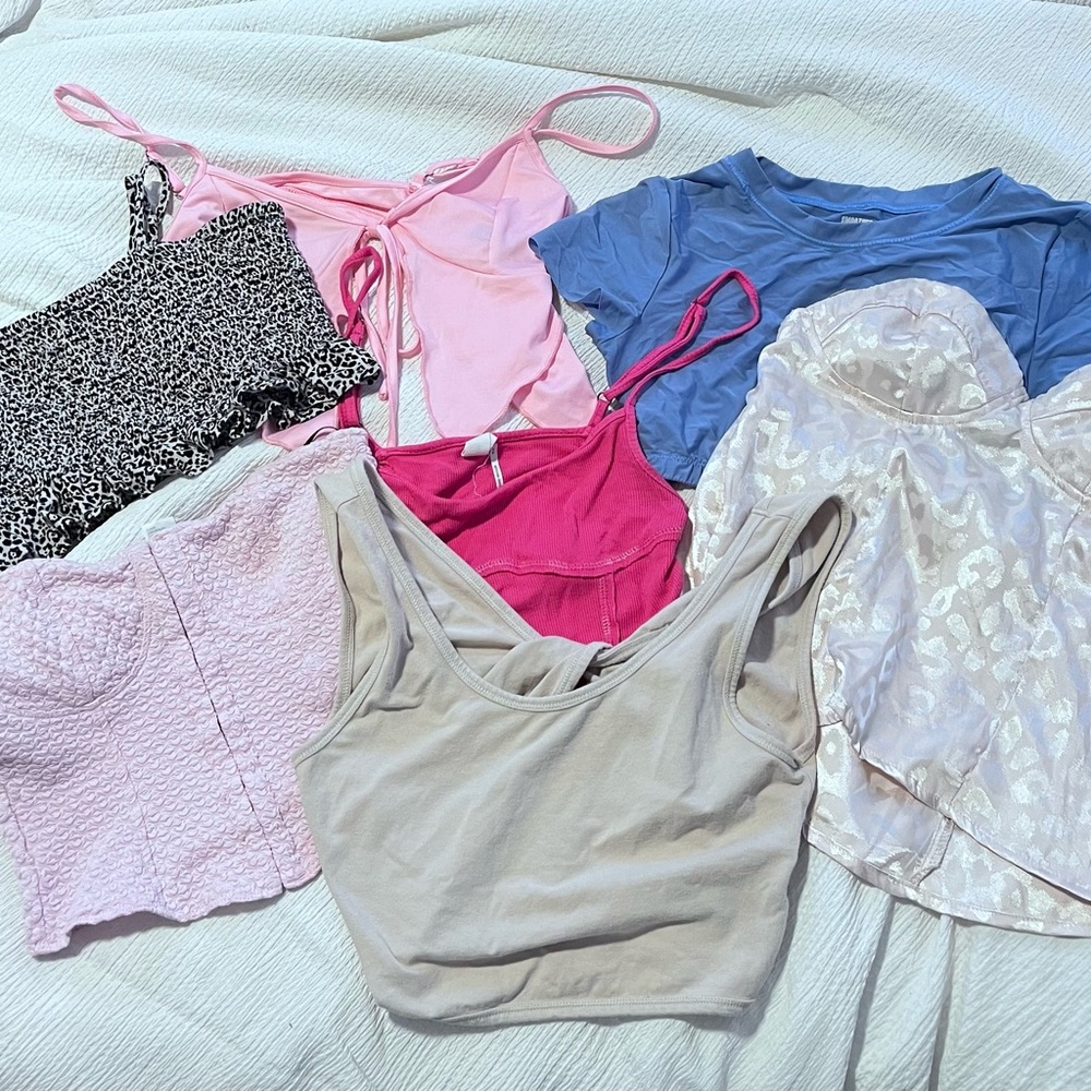 Hollister Crop Tops Collection - Pink, Blue, Cream, Black